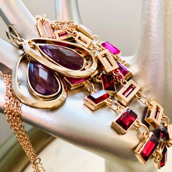 Modern vintage Ombré crystal statement necklace & earrings - Picture 2 of 15